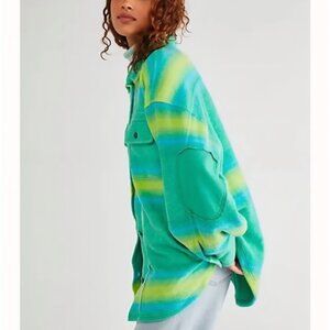 Free People Ruby West Coast Striped Thermal Lined Shirt Jacket Womens Medium